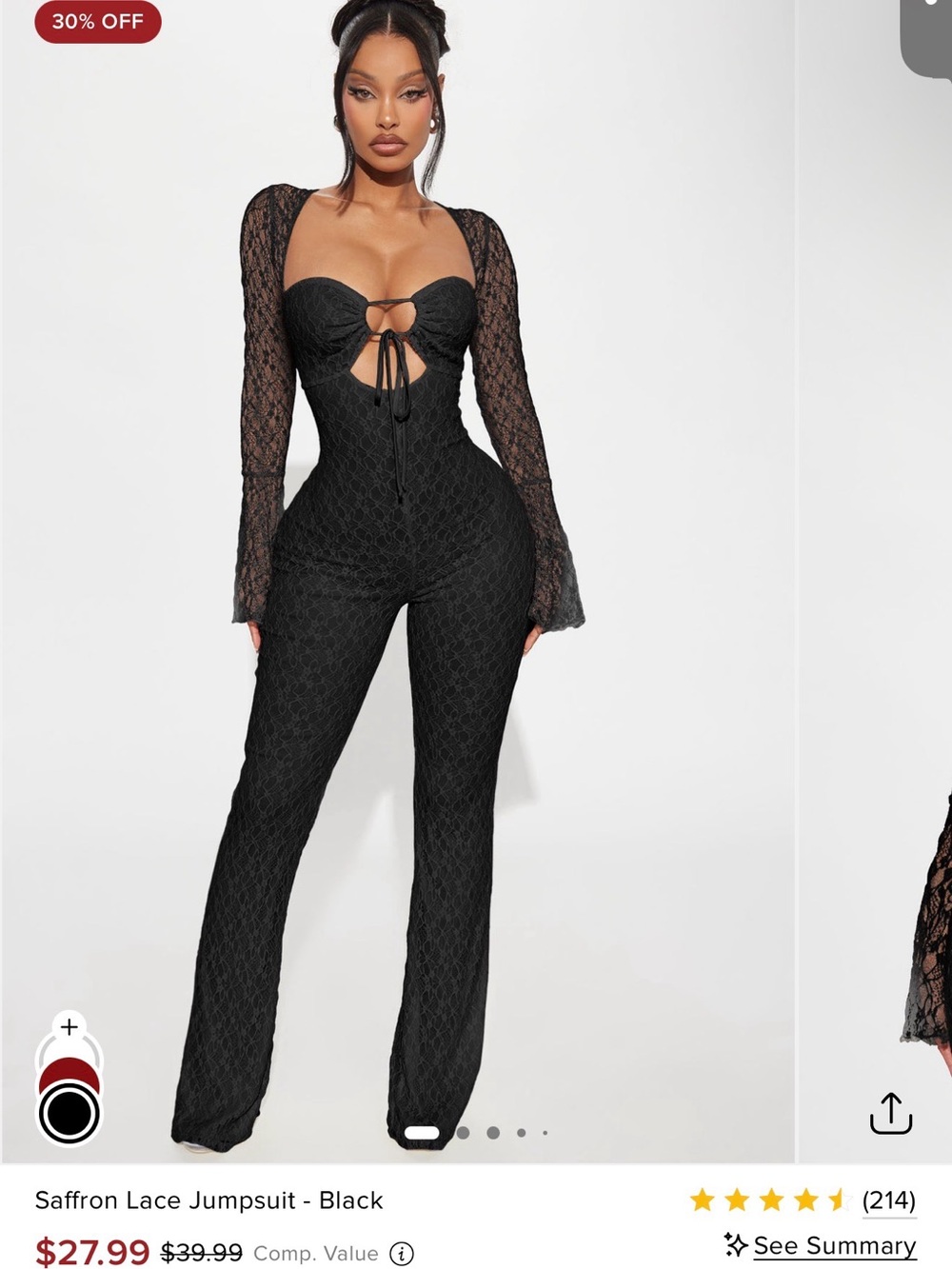 Fashion Nova Black Saffron Lace Cutout Jumpsuit